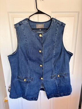 torrid Blue Denim Vest with Gold Buttons